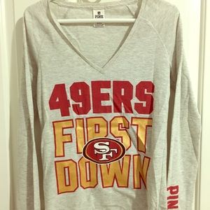 VS Pink off white long sleeve thermal 49ers shirt